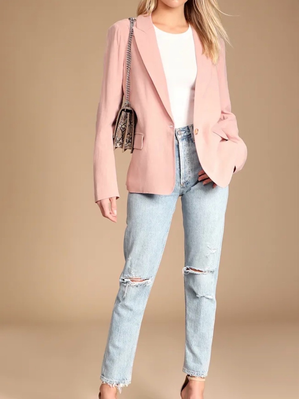 Lulu's Bold Touch Mauve Pink Blazer Women Size Small Business Casual Old Money - Picture 2 of 10